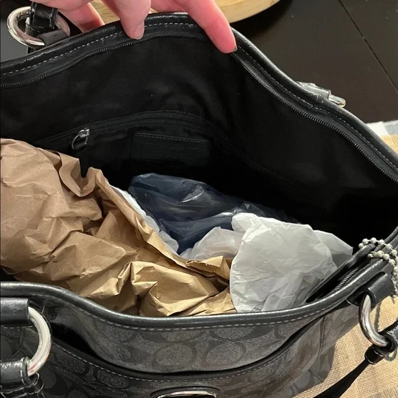 Coach Gray and Black Signature Shoulder Bag - Picture 2 of 3